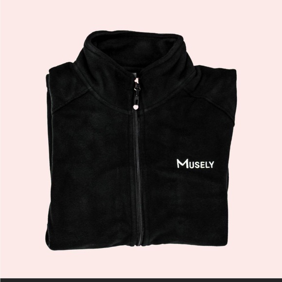 NEW Musely Black Fleece Zip-up Jacket Size Large - Picture 9 of 9